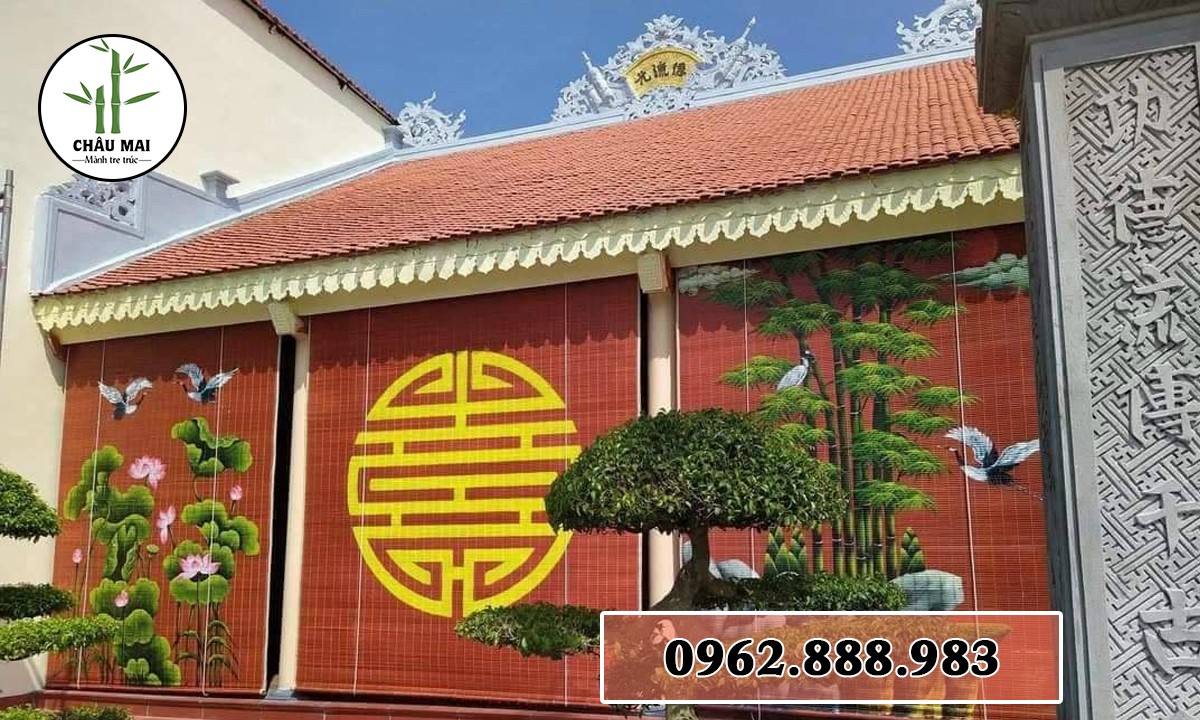 Bộ mành tre Hạc bay về trời độc đáo